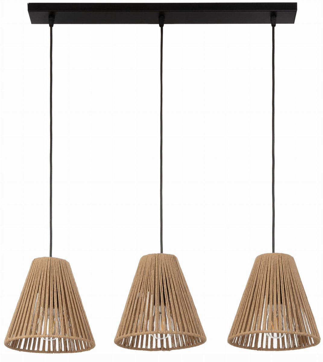 Boho Hanglamp met 3 Bamboe Hoezen op Rail - Verstelbaar