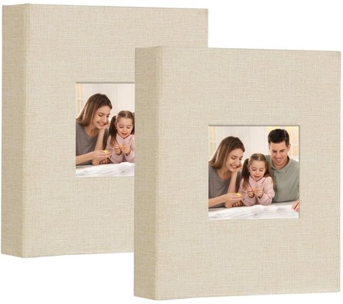 Fotoalbum 6x4 50 Vakken - Insteekalbum - Linnen - Voor 100 Foto's 10x15 cm - Bruiloft/Baby - Beige - Fotoalbumboek