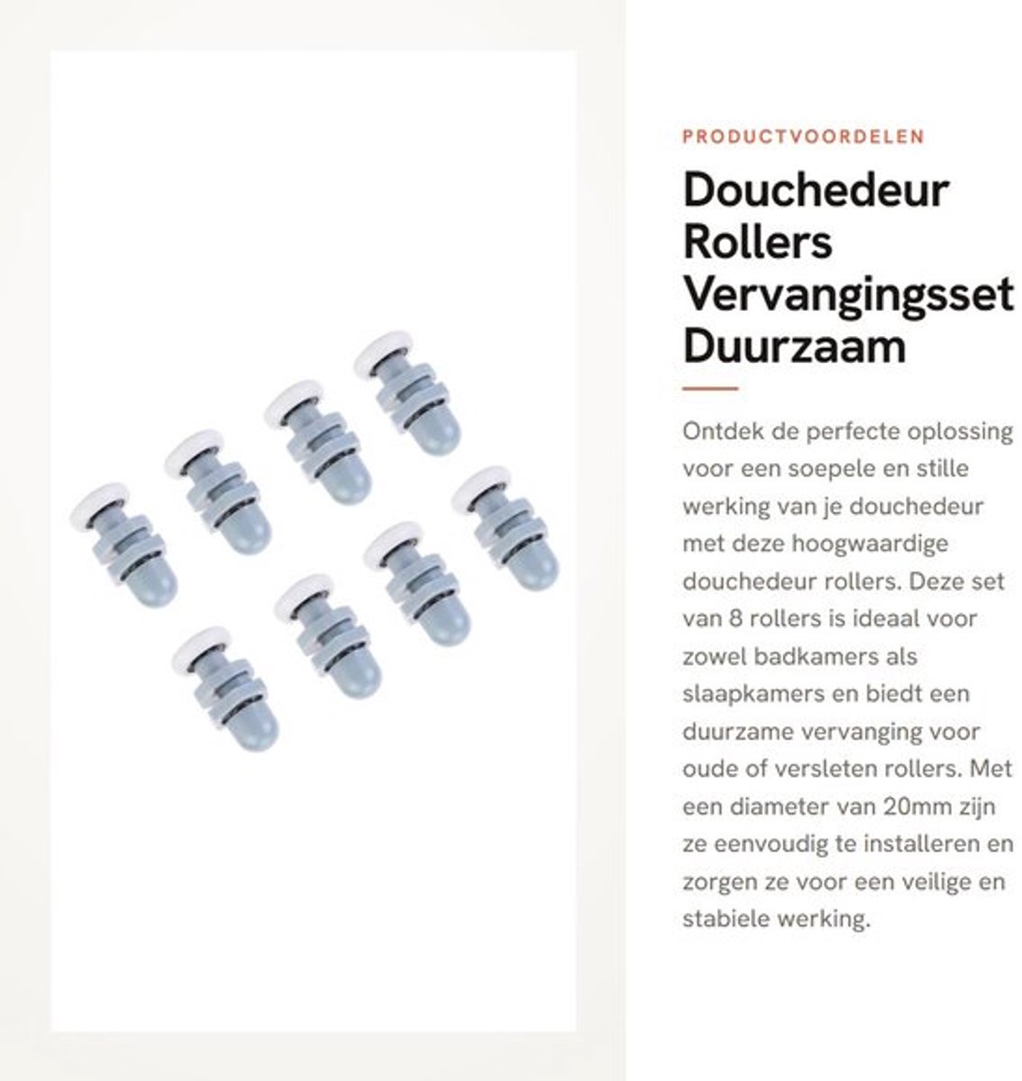 Douchedeur Rollers 8 Stuks - Duurzaam Kunststof - Glijdende Behuizing - Vervanging voor Badkamer - Ideaal voor Glazen Deur - Eenvoudig te Installeren - Deurroller