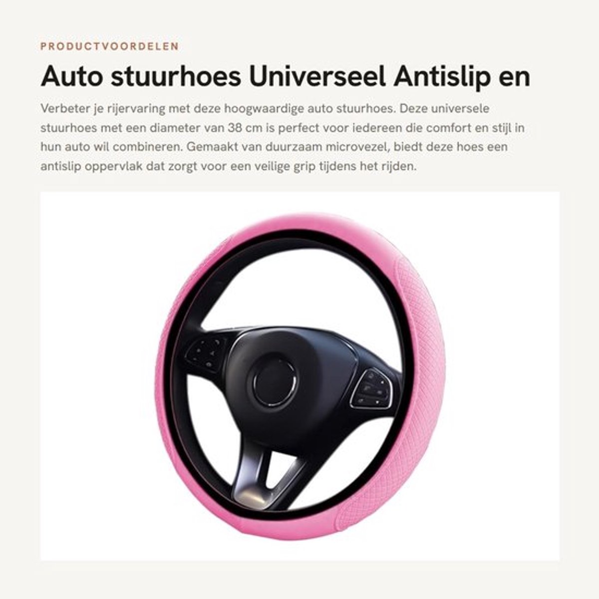 Stuurhoes Universeel - Microvezel - Antislip - Ademend - Diameter 38 cm - Comfortabel en Duurzaam - Stuurwielhoes
