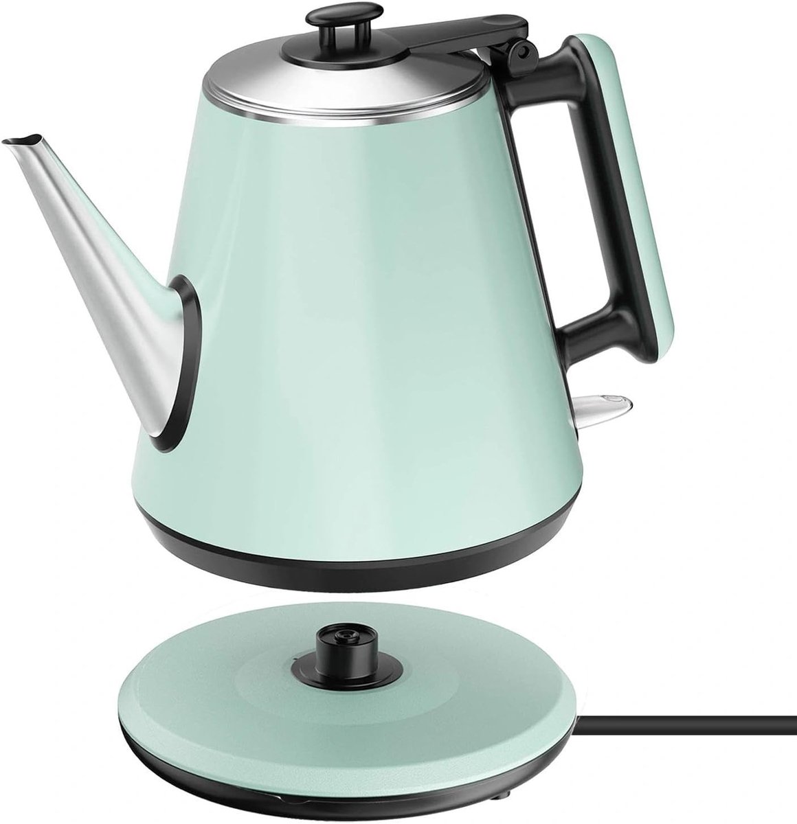 Lexium Store Retro waterkoker Lichtgroen 0 9L Roestvrij Staal Compacte Waterkoker voor Keuken en Kantoor