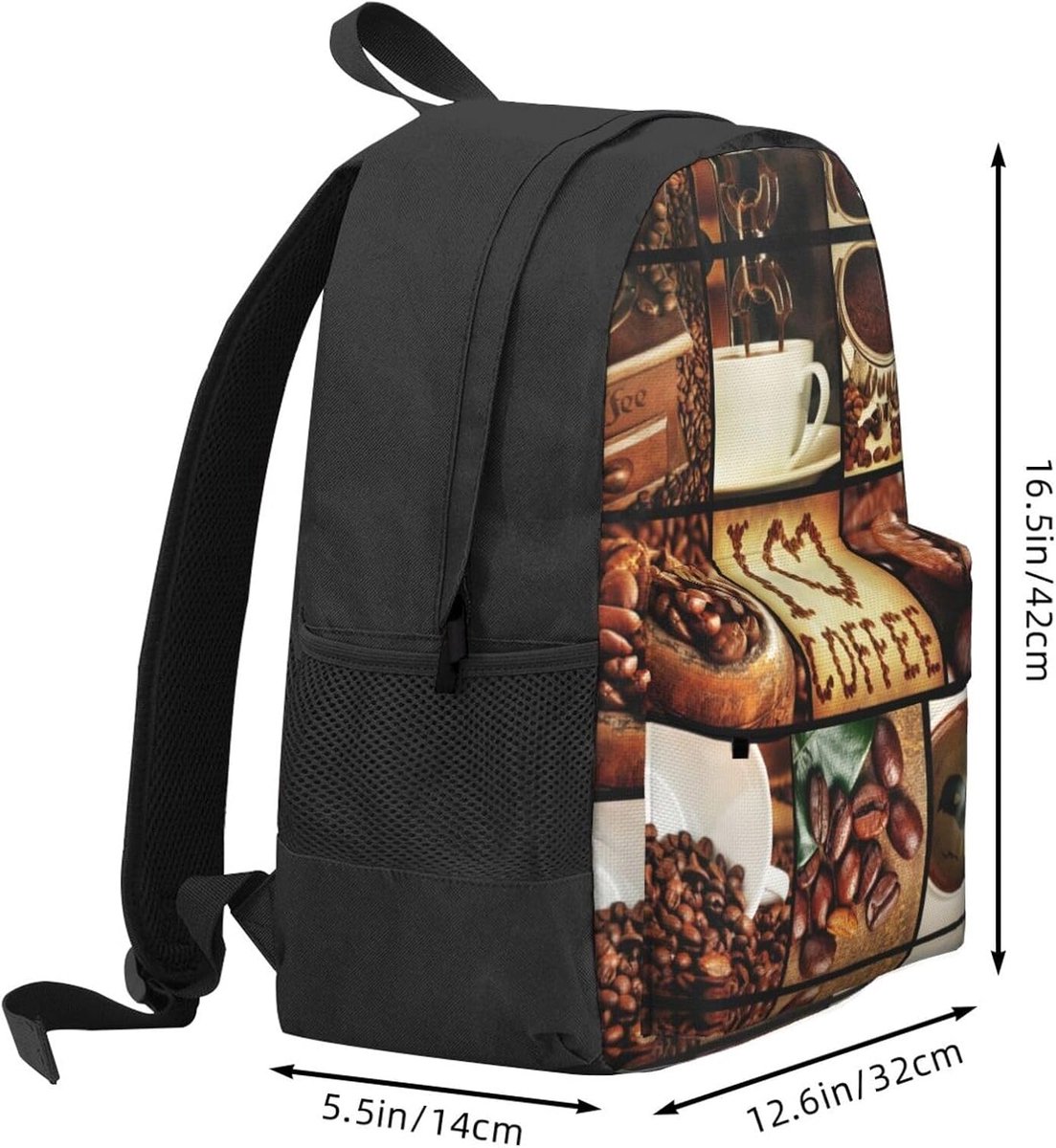 Laptop Rugzak - Reisrugzak Luiertas - Dagelijks Gebruik - Volledige Print - Groot Formaat - Koffie Collage – foto 4