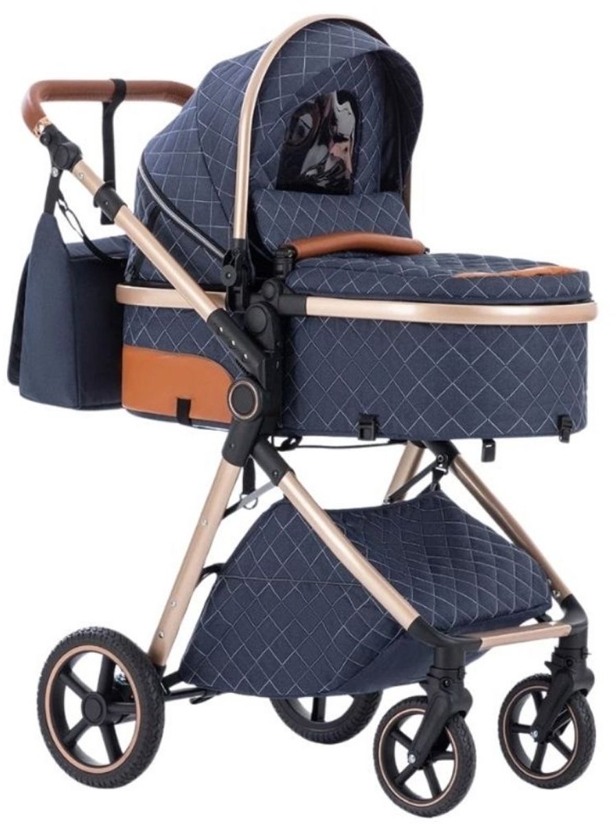 G&G kinderwagen - 3 in 1 - Wandelwagen - Reiswieg - Autostoel - Opvouwbaar - Inklapbaar - ISOFIX - Boodschappenmand - Blauw