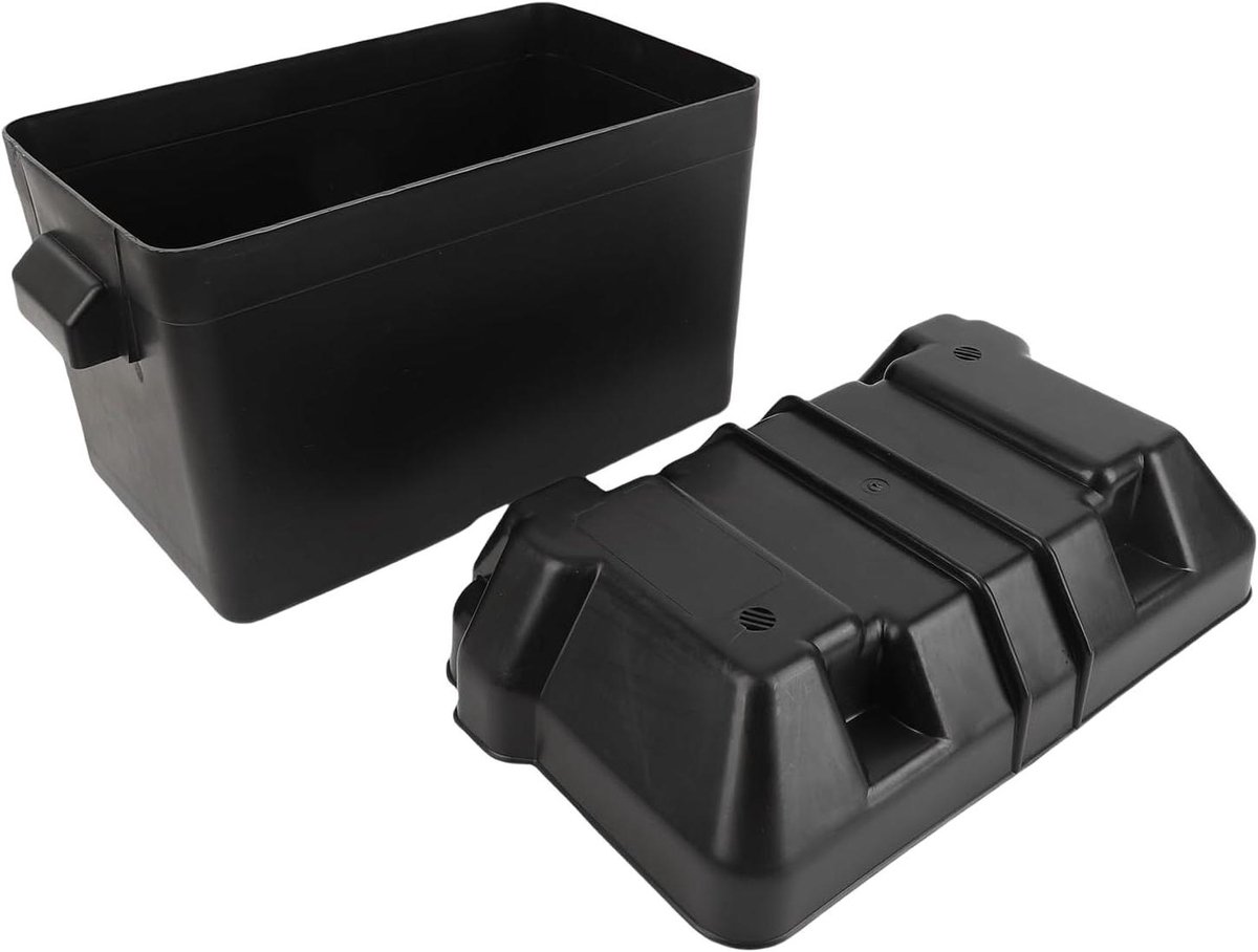 Accubak - Batterijhouder - Voertuig Organisatie - Slagvast ABS Materiaal - 325x195x185 mm - Zwart
