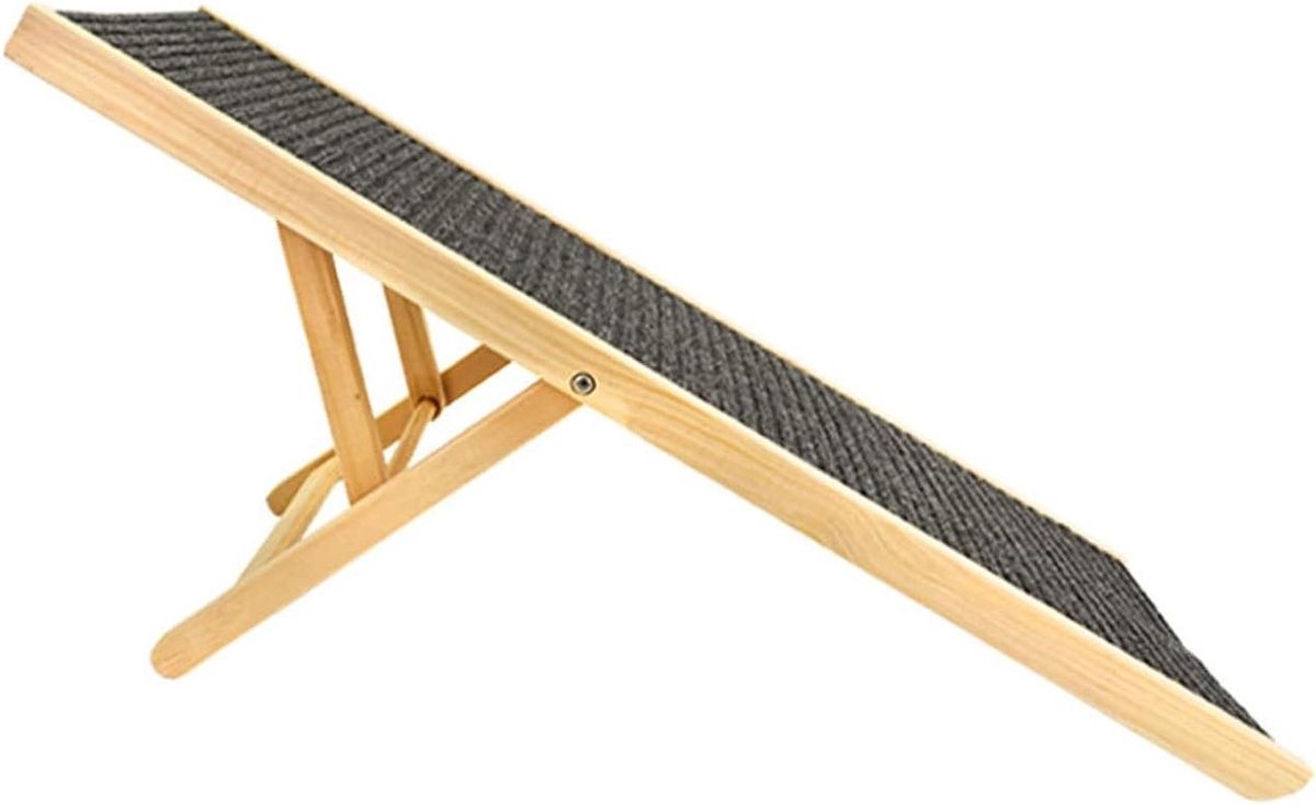 Houten Hondenloopplank - Huisdier Oprit - Veilige Toegang - In Hoogte Verstelbaar - 103x48x5 cm - Houtkleur