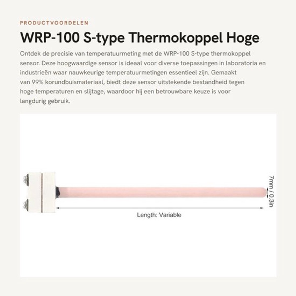 Thermokoppel Platinum/Rhodium - Temperatuursensor - Hittebestendig - 150mm - Hoge Nauwkeurigheid - Duurzaam Materiaal