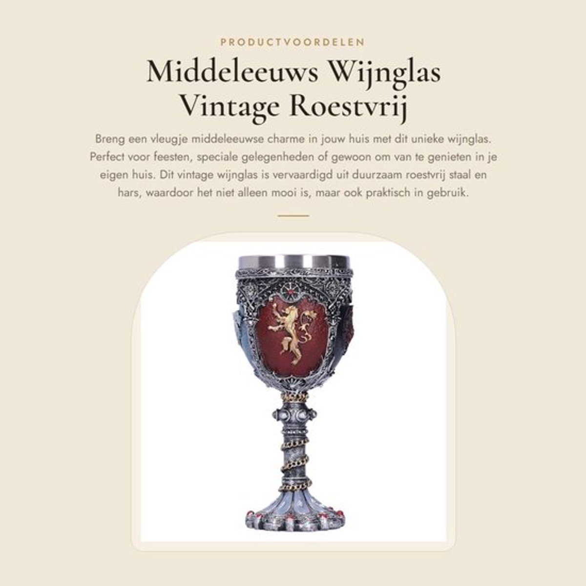 Wijnglas Uniek Ontwerp - Vintage Roestvrij Staal - Driedimensionaal - Decoratieve Prints - Duurzaam Hars - Gemakkelijk Schoon te Maken - Beker