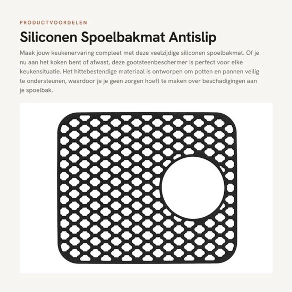 Spoelbakmat Hittebestendig - Gootsteenmat Antislip - Keukengootsteenbeschermer - Siliconen - Veelzijdig Gebruik - 13,6 x 11,6 cm
