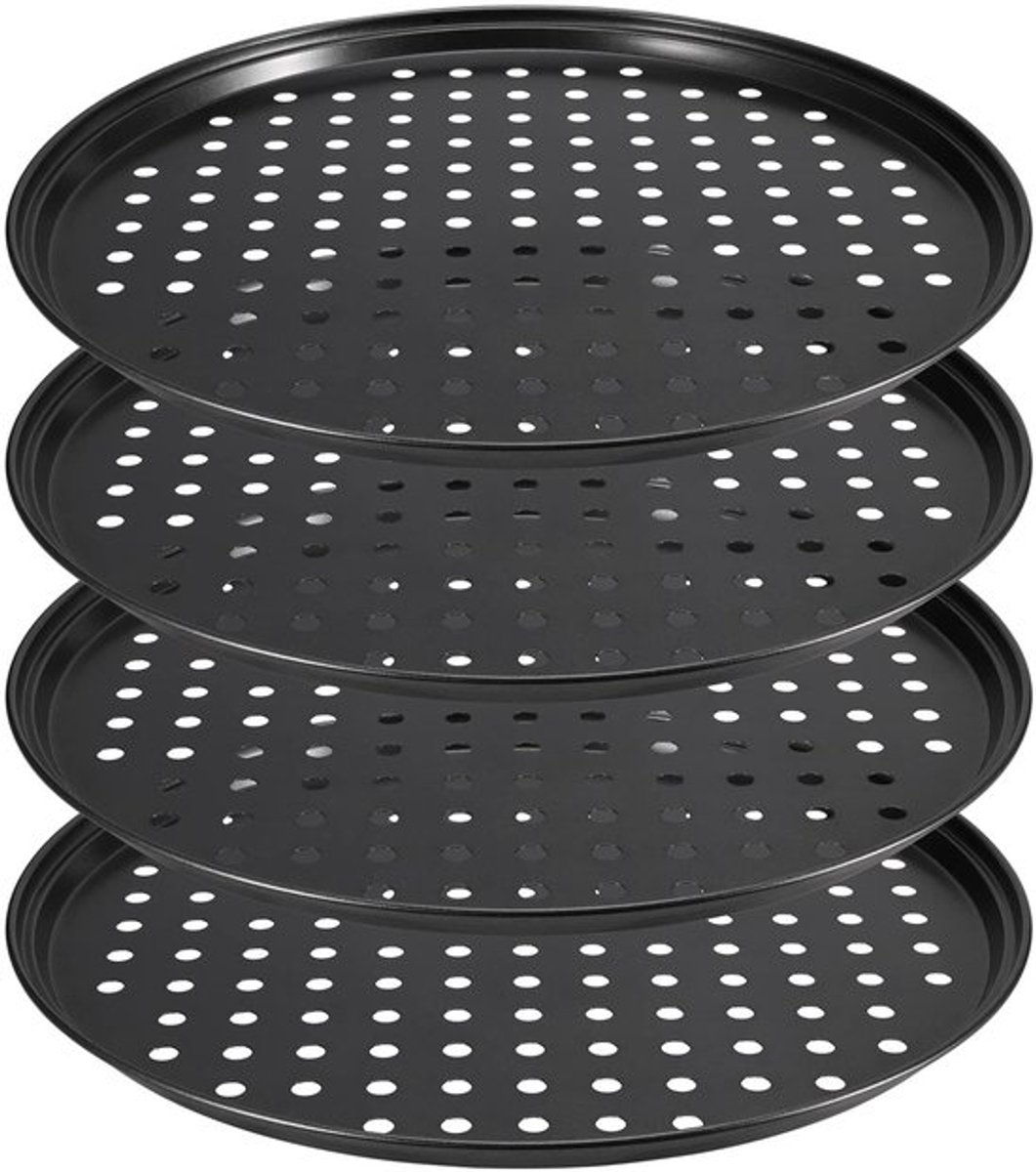 Pizza Bakplaat Geperforeerd - 10 Inch Antiaanbaklaag - Ronde Pizzapan - 26CM x 1,5CM - Duurzaam - Voor Oven Gebruik