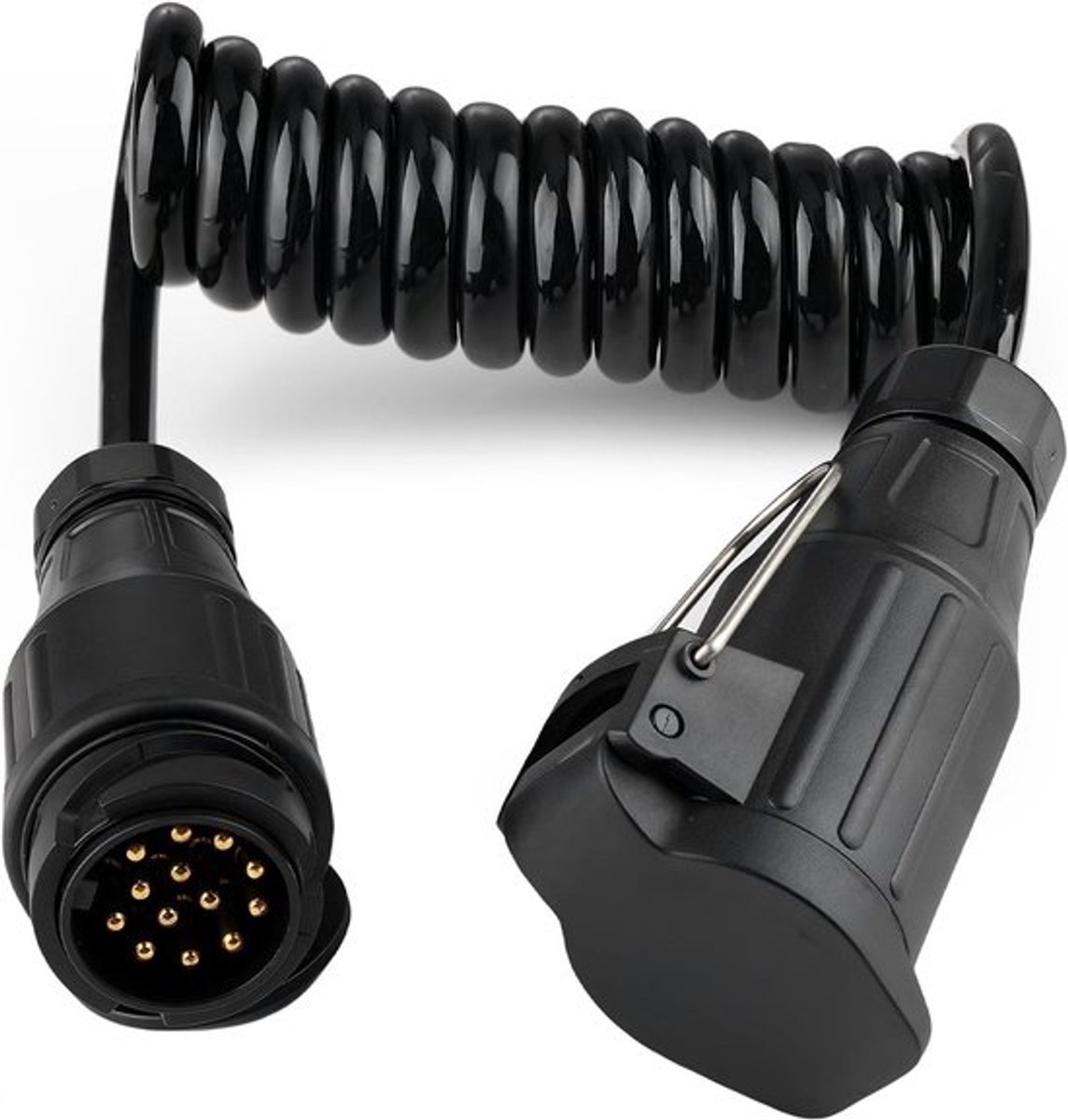 SnelShoppen - 2 m 13-polige trailer plug adapter kabel, flexibele trailer coil kabel voor auto, caravan, camper, fietsdrager, hoogwaardig TPU materiaa