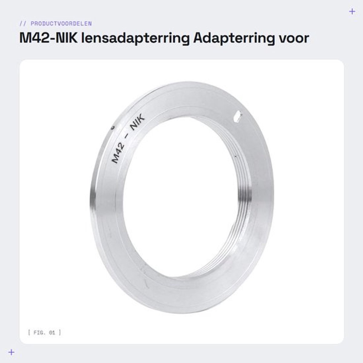 M42-NIK lensadapterring - Adapterring voor digitale camera - Aluminiumlegering - Geschikt voor D3000/D3100/D3200 - Kleur zoals afgebeeld
