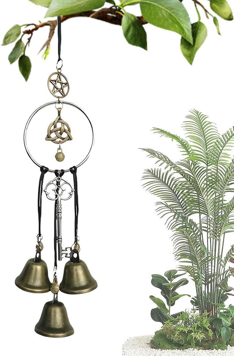 Heksenklokken Deur - Beschermende Bellen - Decoratie Toevoegen - Duurzame IJzeren Constructie - 26.5 cm Lengte - Vintage Kleur