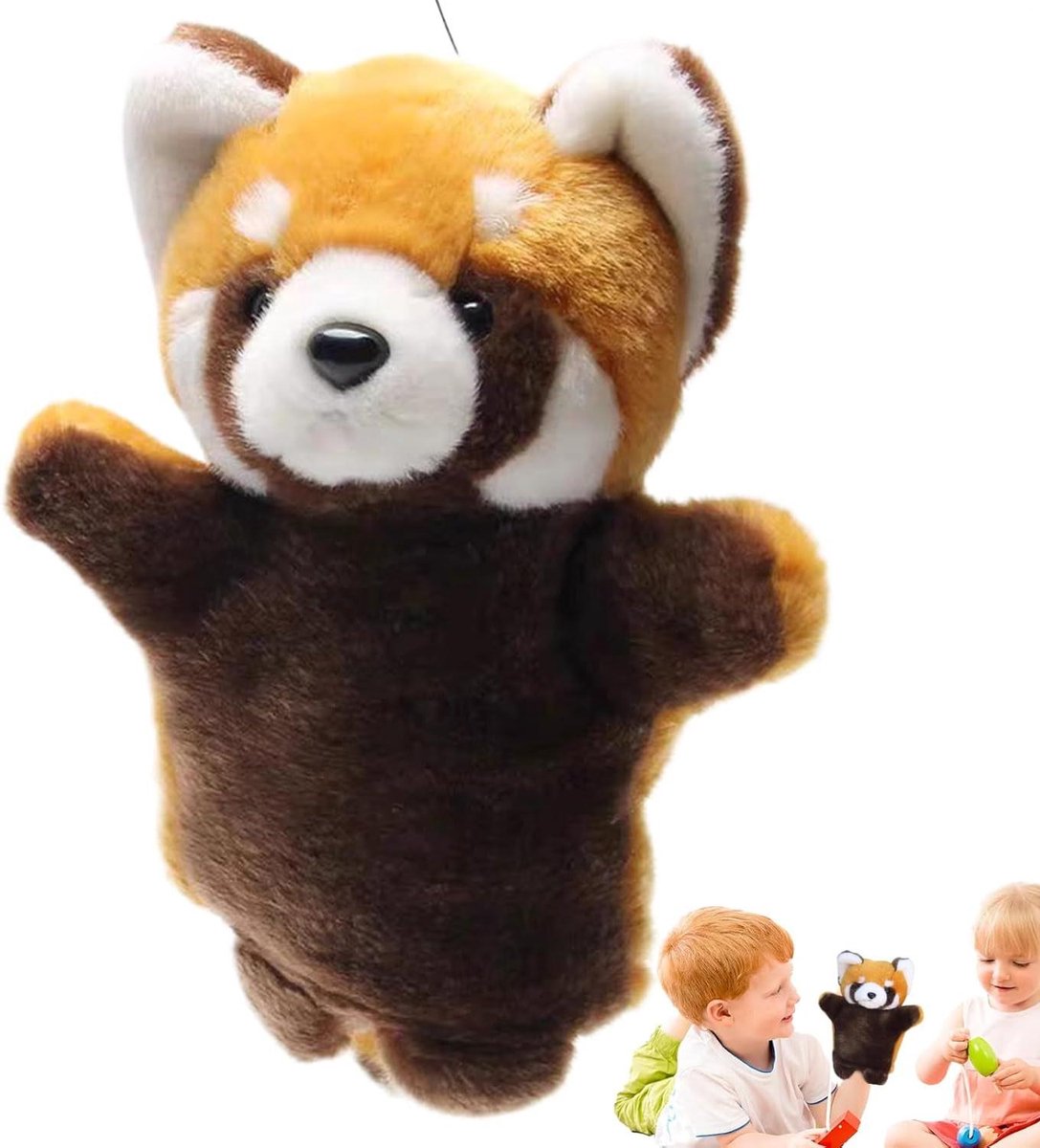 Racoon Handpop - Pluche Dier - Interactief Spelen - Duurzame Vulling - 219 x 135 x 11 cm - Grijs