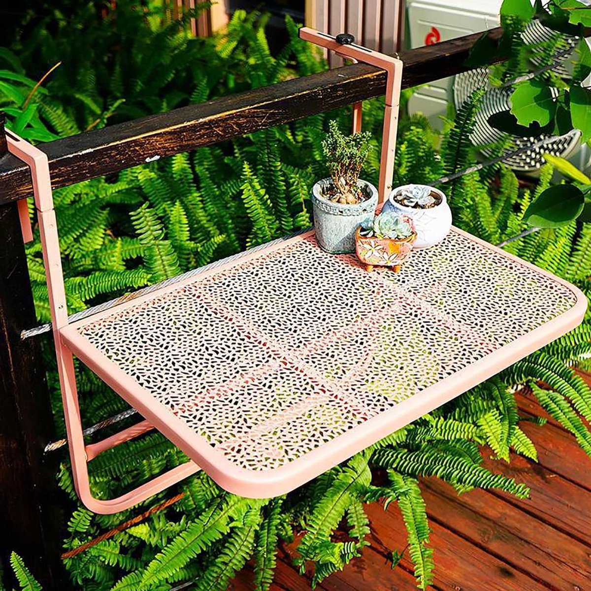 Balkon Tafel - Hangkastje - Buiten Leven - Verstelbaar - 60x40cm - Roze