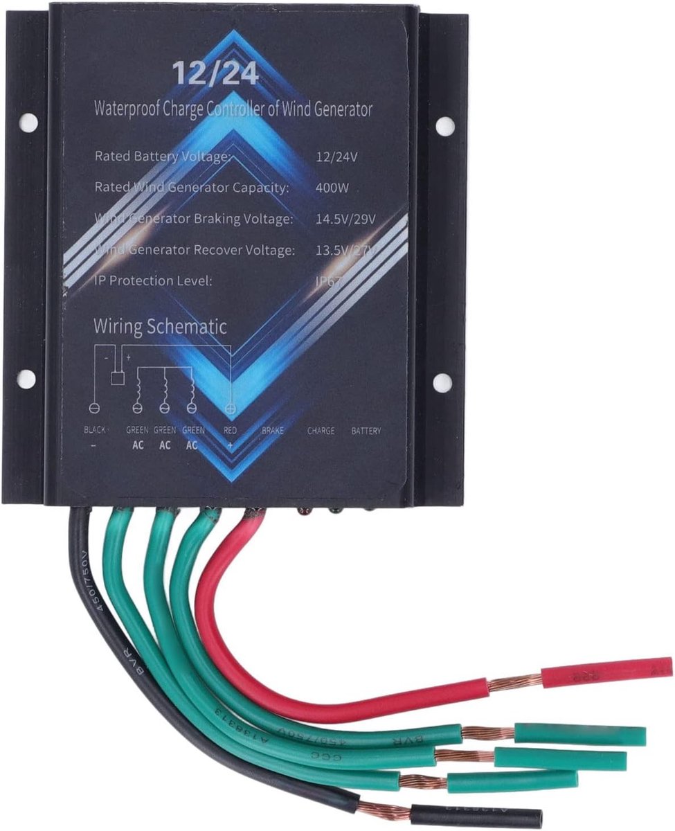 Windgeneratorcontroller - IP67 waterdicht - 400 W - 12 V 24 V - zonnepaneel - windturbine - zonne- en windkrachtonderdelen .