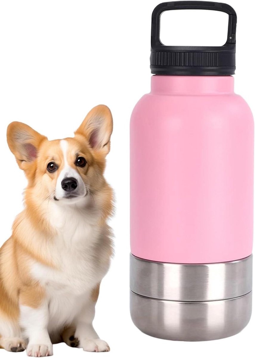 Reiswaterfles Hond - Honden Drinkbeker - Buitenactiviteiten - Lekvrij Ontwerp - 1520 ml - Zilver