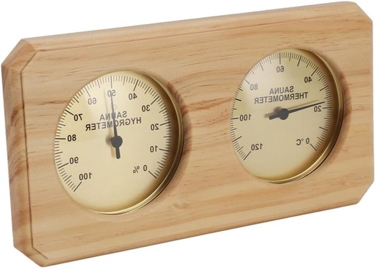 Houten Saunathermometer en Hygrometer voor Nauwkeurige Temperatuurmeting in de Sauna en Wellnessruimte