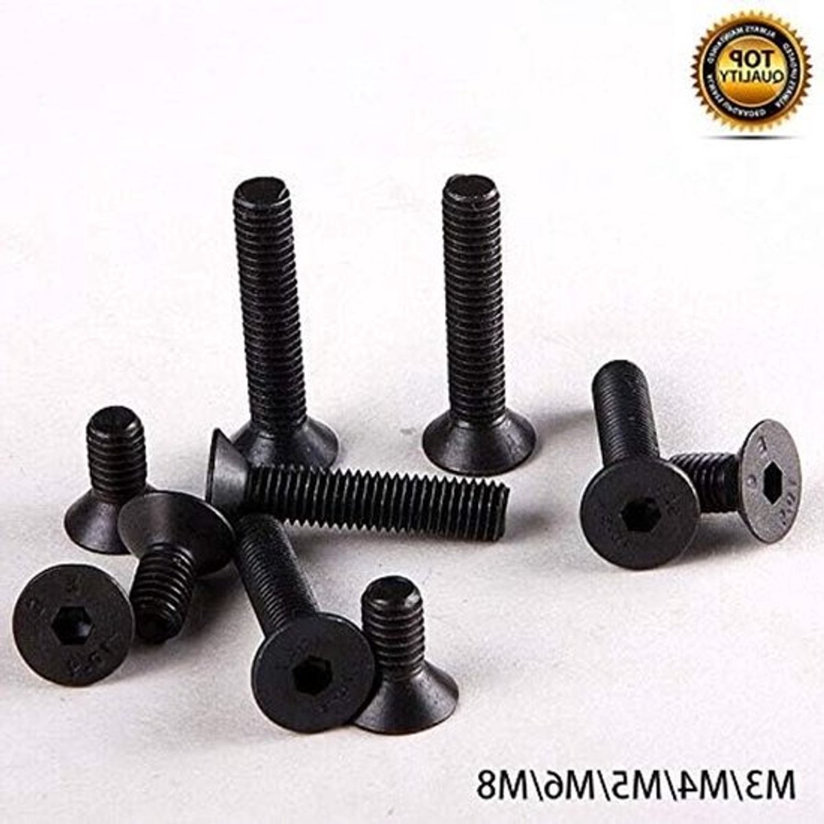 Set van 100 verzonken schroeven, zeskantige vlakke kop, M8 x 35 mm, voor stevige bevestiging en montage