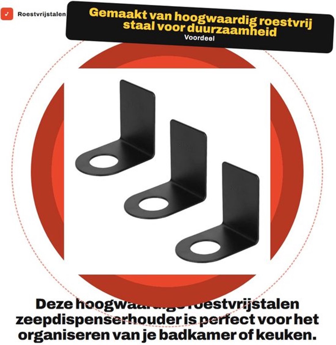 Zeepdispenserhouder Roestvrij Staal - Wandhouder - Zelfklevend - Voor Shampooflessen - 3 Stuks - Duurzaam en Slijtvast - Shampoohouder