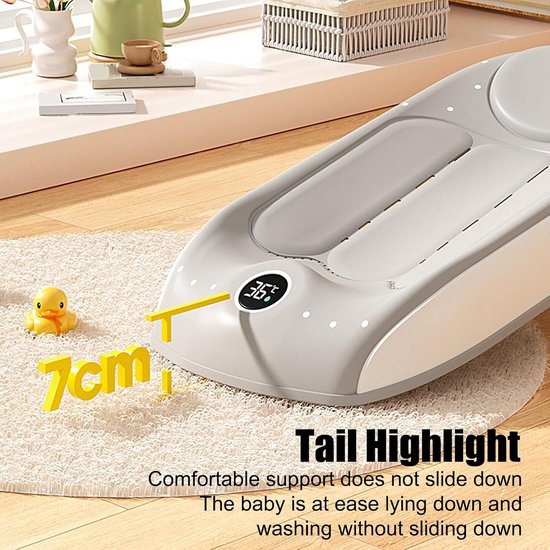 Baby Badhouder - Baby Badzitje - Veilig Baden - Temperatuur Sensor - 56.8 x 29.7 x 8.1 cm - Grijs — afbeelding 4