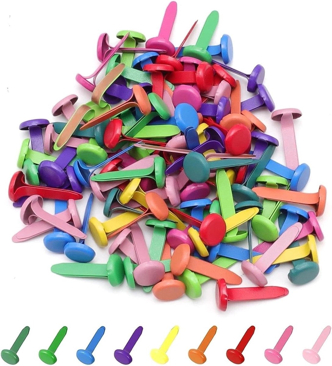 Ronde Kopklemmen - Zilver - 8 x 17 mm - Metalen Knutselklemmen - Voor Scrapbooking en Wenskaarten