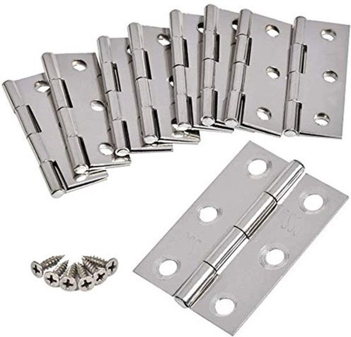 Deurscharnieren 20 Stuks - Roestvrij Stalen Stompscharnieren - Opvouwbare Vouwscharnieren - 6 Gaten - Voor Huismeubilair - 44 x 32 mm
