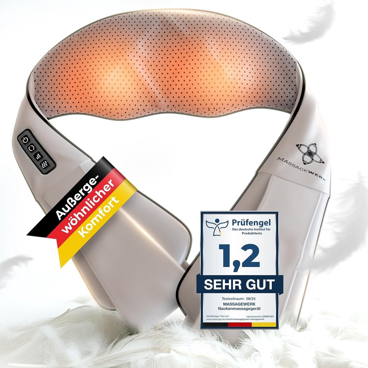 Nekmassageapparaat - Grijs - Ergonomisch Design - Elektrisch Shiatsu Massageapparaat met Warmtefunctie - Voor Nek, Rug en Schouders