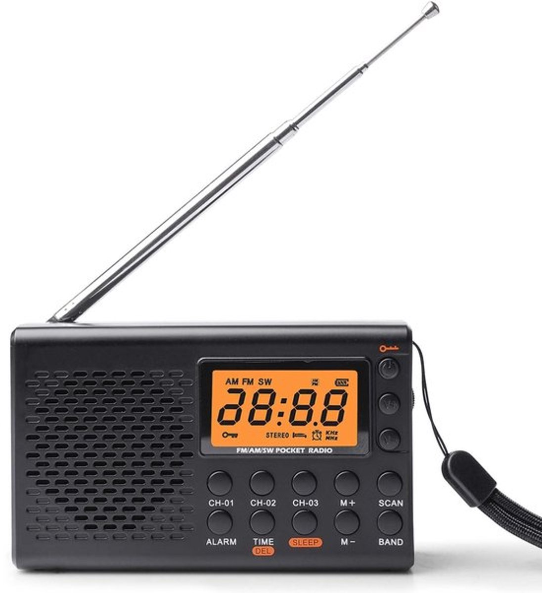 Draagbare Radio met LCD-Display - AM/FM/SW - 35 Voorinstellingen - Hoofdtelefoonaansluiting - Alarmfunctie - Snooze-Timer