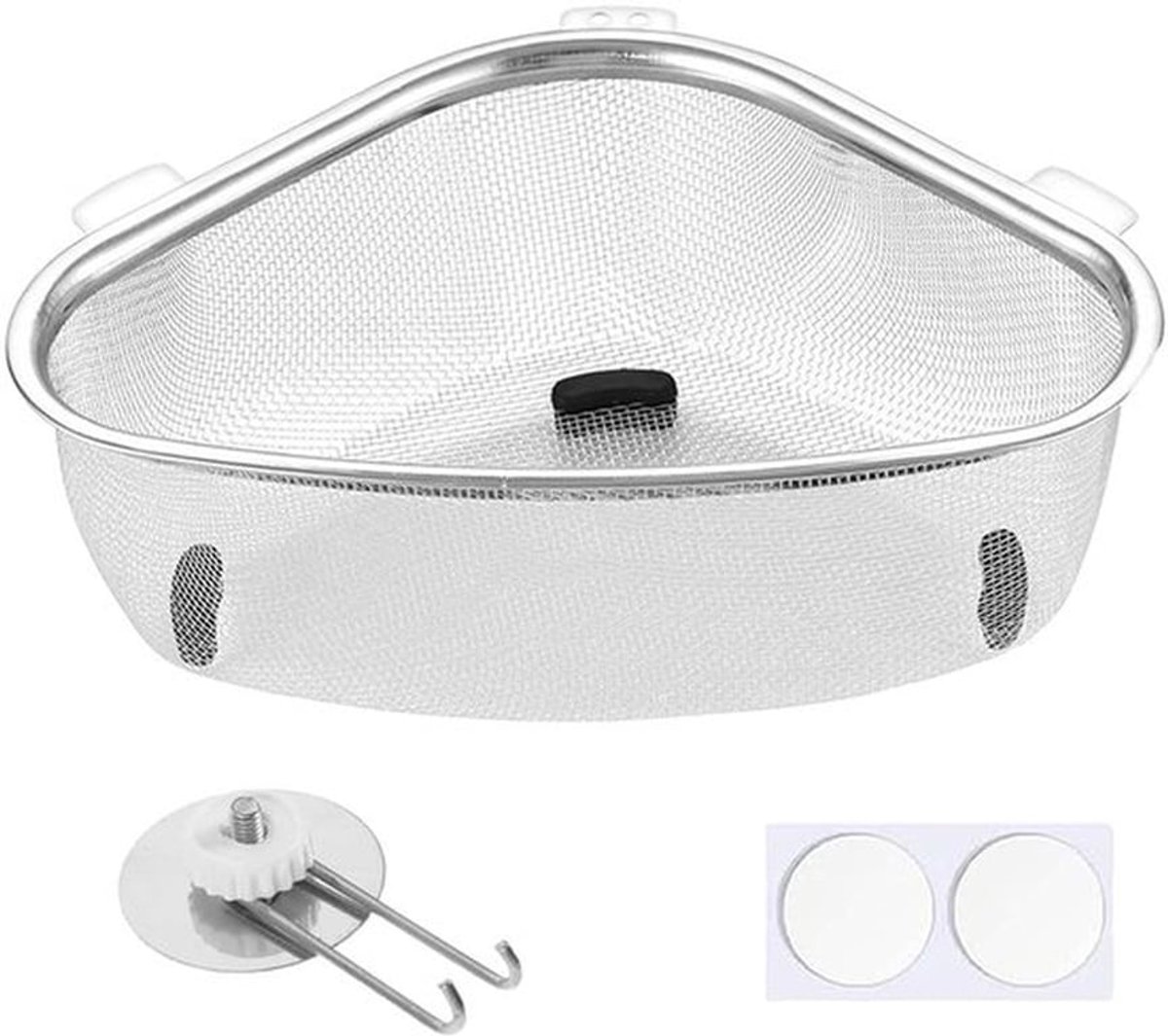 Roestvrij Stalen Spoelbak-Afvoerrek, FORMVERSITY Driehoekige Gootsteenzeefmand, Zeef Spoelbak, Multifunctionele Gootsteenorganizer voor Filter-Voedselafval en Het Wasse van Groenten of Fruit