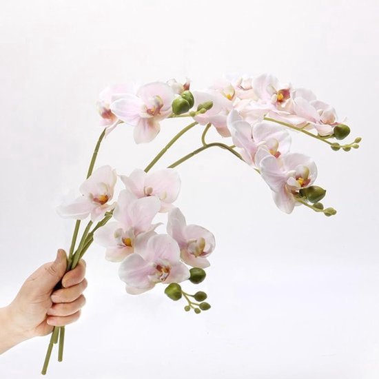 4-delige kunstorchideeën - bloemen voor vaas - bloemstelen - echte touch - latex - 45 cm - phalaenopsis - faux orchidee takken - grote bloemen - bruiloft - feest - huis - tuin - decor - lichtroze