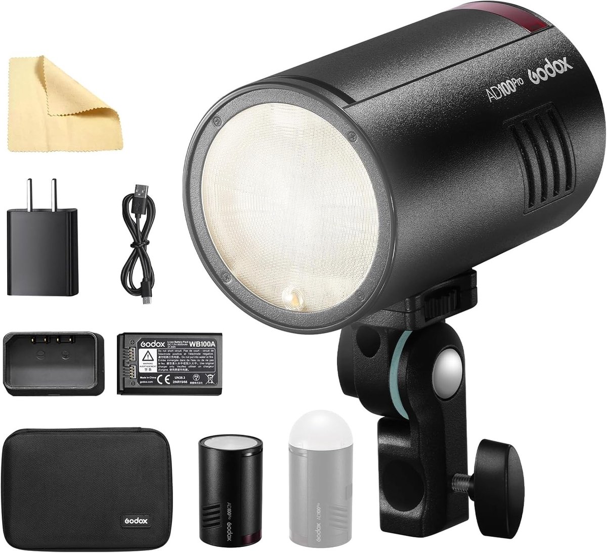 Krachtige 100Ws Flitser met Ronde Kop, TTL en HSS, Draagbaar en Compact voor Buitenfotografie met Modelleringslicht en Dome Diffuser