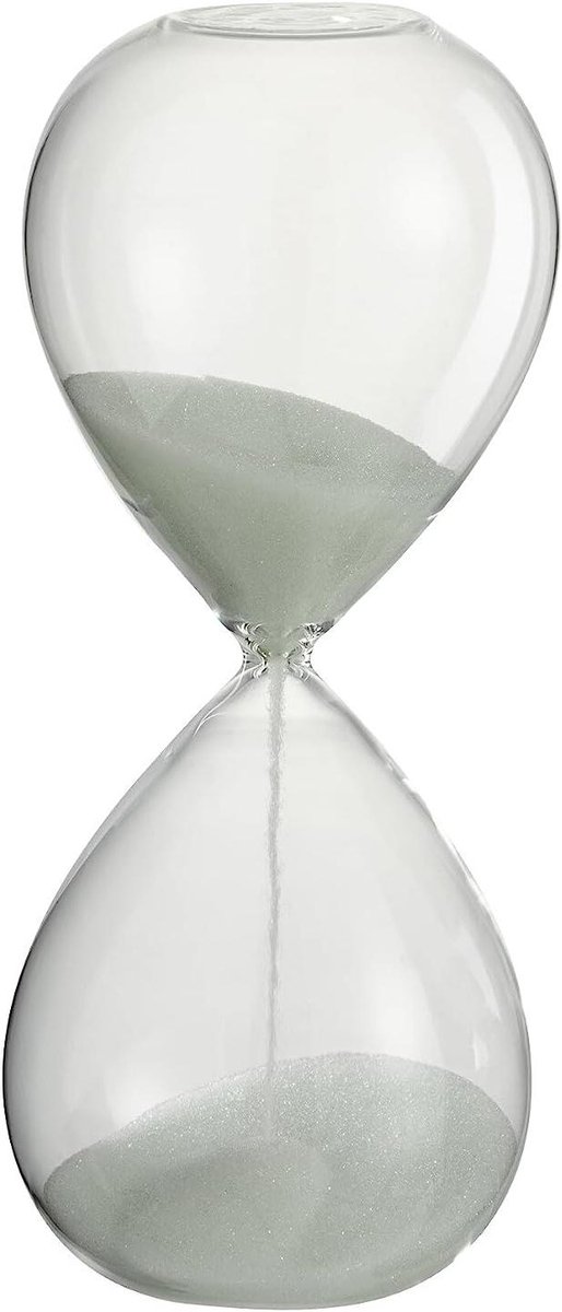 Zandloper Deco Glas - Zandloper Klok - Tijd Meten - Decoratief Accessoire - Small - Wit