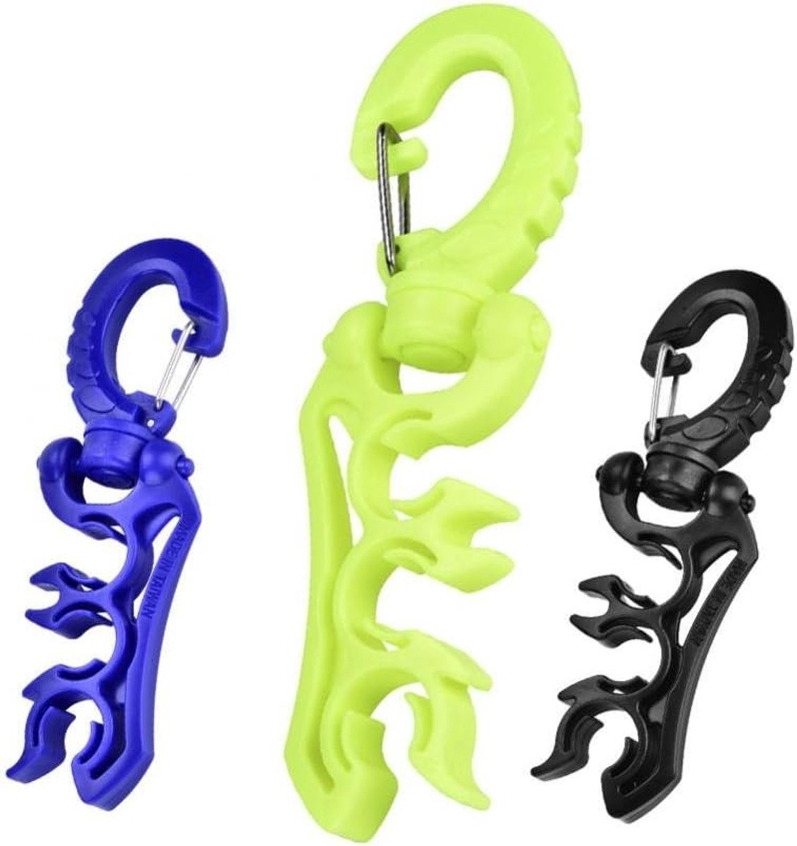 SnelShoppen - Scuba Duikslang Houder Clip, Dubbele BCD Slanghouder met Clip Bevestiging, Plastic, Zwart/Geel/Blauw, Voor Duikuitrusting