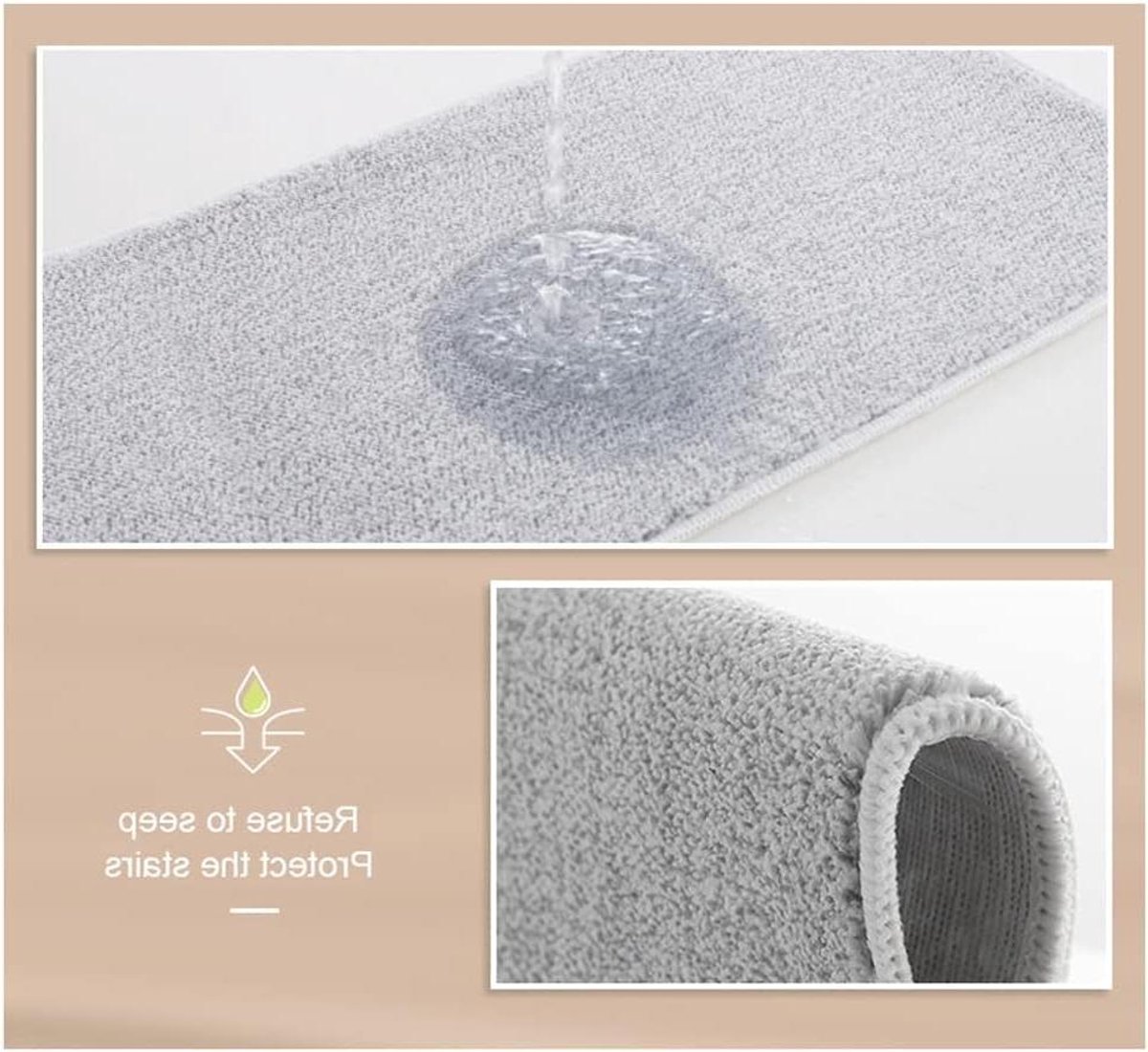 Zachte Shaggy Trappen - Trapmatten Antislip - Veilig Trap Lopen - Zelfklevend Herbruikbaar - 75 x 21cm - Grijs