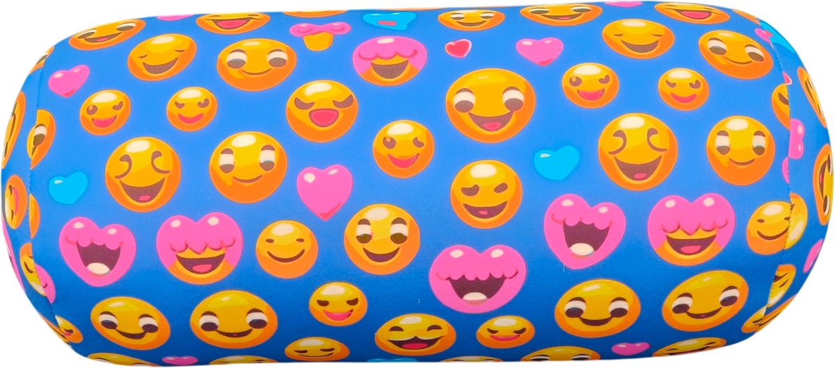 My Daily Pillow Rolkussen - Sierkussen Rond Cilinder 17 x 30 cm - loving smiley-design - Stevig en zacht - Mooie print - Gevuld met microgranulaat - Vormvast & Wasbaar - Ideaal voor op de bank, bed, auto of op reis - Inclusief Wasnet