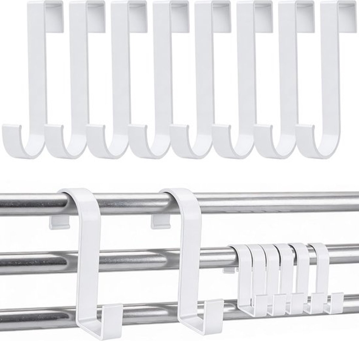 SnelShoppen - 8 Stuks S-vormige Handdoekhaakjes voor Radiator, Witte Verwarmingshaken voor Badkamer en Keuken, Ideaal voor Handdoeken, Kleding en Acce