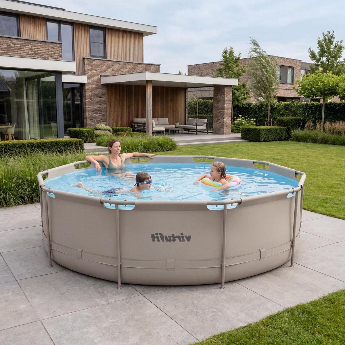 Rond Zwembad – Framezwembad Tuin – Zomerse Ontspanning – Robuust Stalen Frame – Ø 366 x 100 cm – Beige Rond Zwembad – Framezwembad Tuin – Zomerse Ontspanning – Robuust Stalen Frame – Ø 366 x 100 cm – Beige