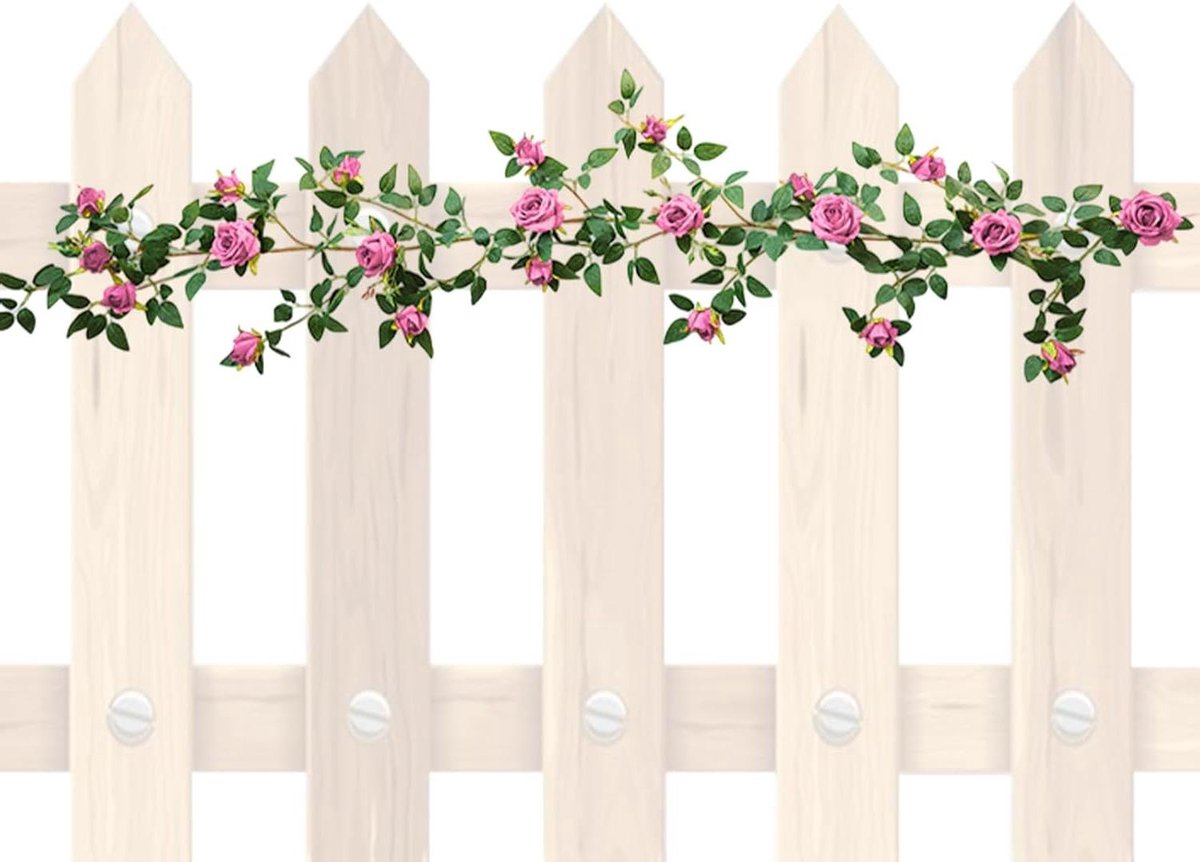 Rozenslinger Kunstbloemen - Rozenrank Decoratie - Ruimtes Verfraaien - Robuust Materiaal - 1.5 meter - paars