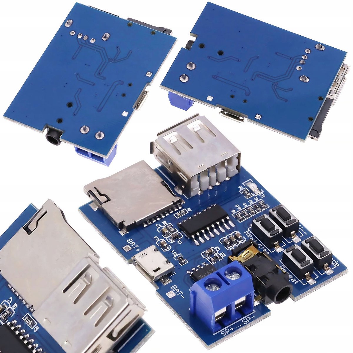 Rosfix MP3 Afspeler Module - Mono 2W Versterker - 5V/3,7V, USB/MicroSD 32GB - Jack Audio Uitgang