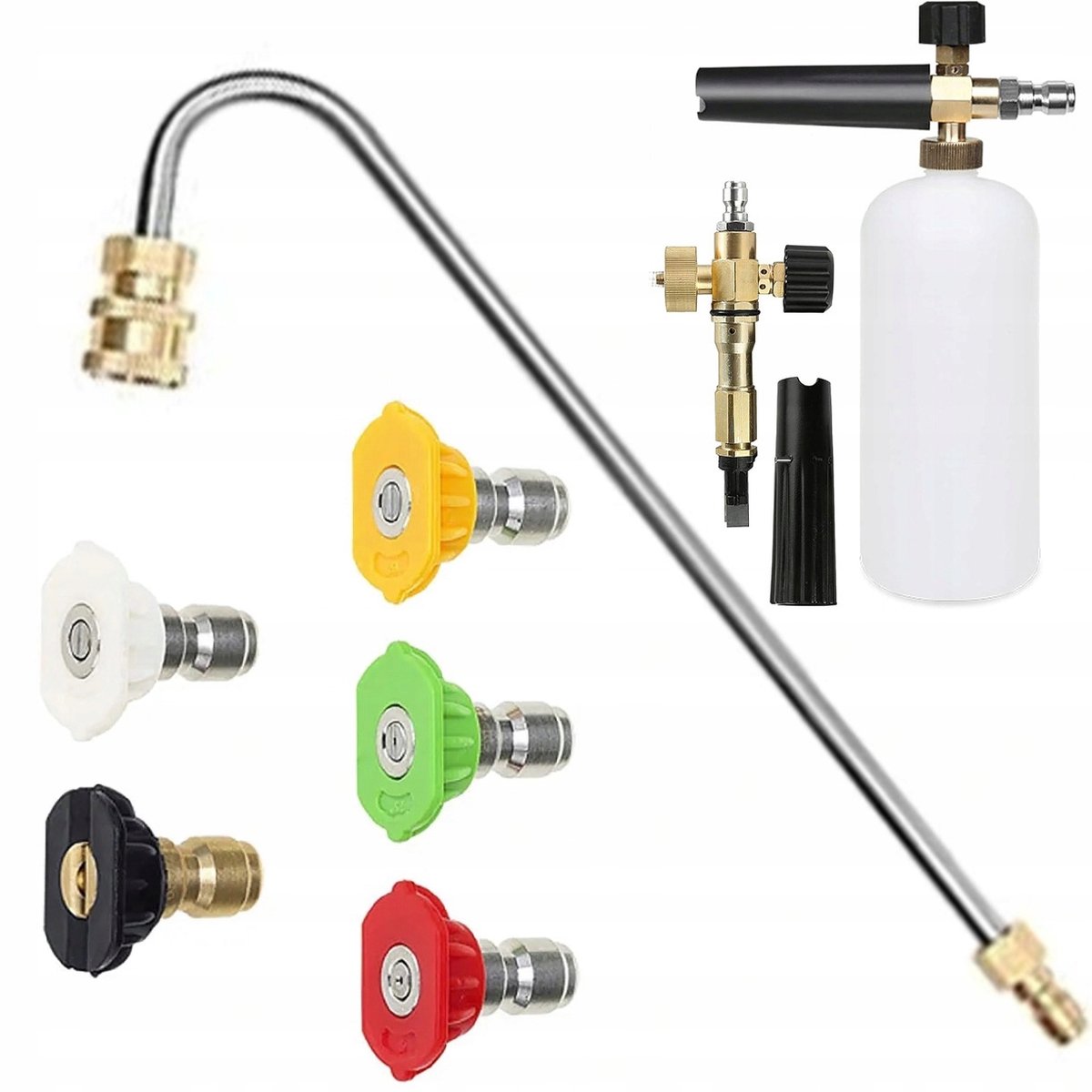 Rosfix Spuitmond Set - 5 Spuitmonds Snelkoppeling - Hogedruklans U 1/4" 34cm - Schuimpistool 1000ml