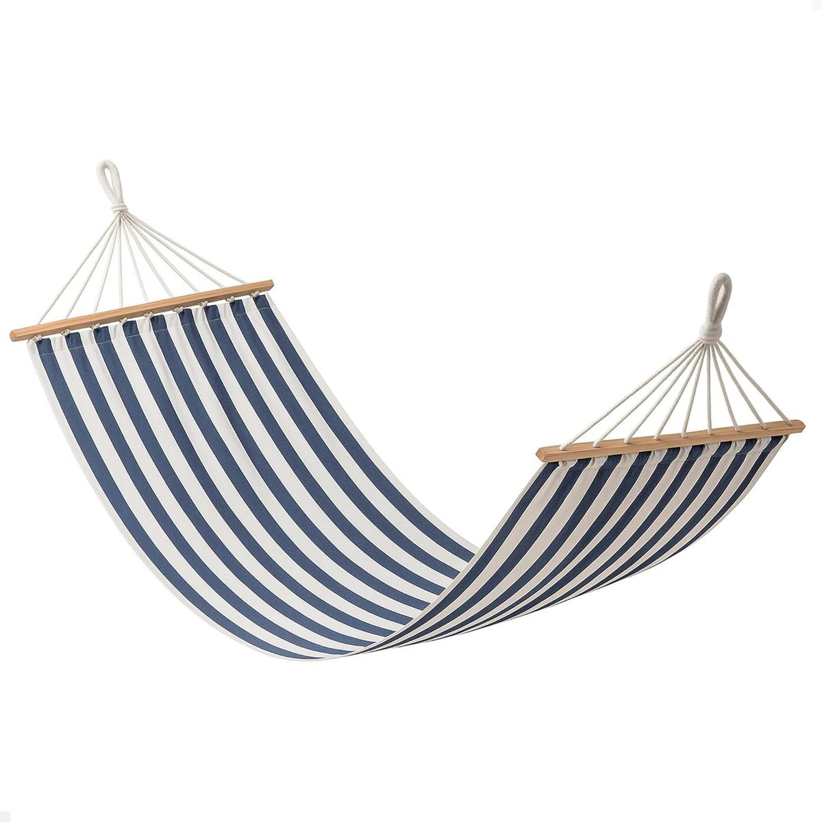 Hangmat Gestreept - Ontspanningsnet Schommelnet - Buiten Ontspannen - Met Houten Houders - 200 x 100 cm - Gestreept