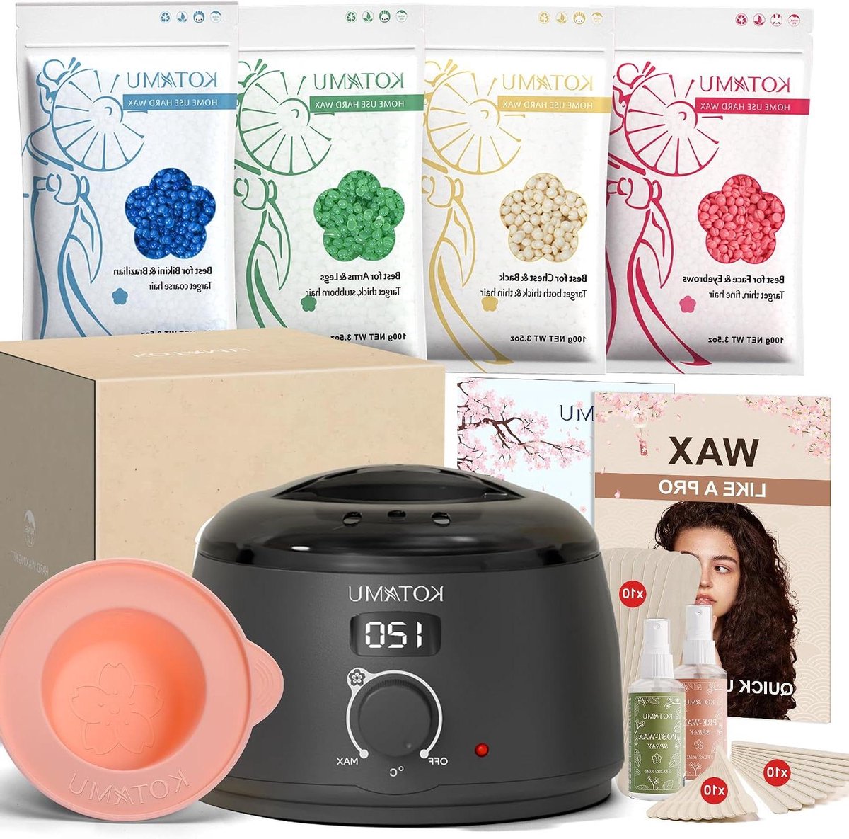 Digitale Wax Set - Ontharingsset Wax - Huidverzorging Thuis - Dermatologisch Getest - 20.7 x 20.2 x 14.9 cm - Zwart