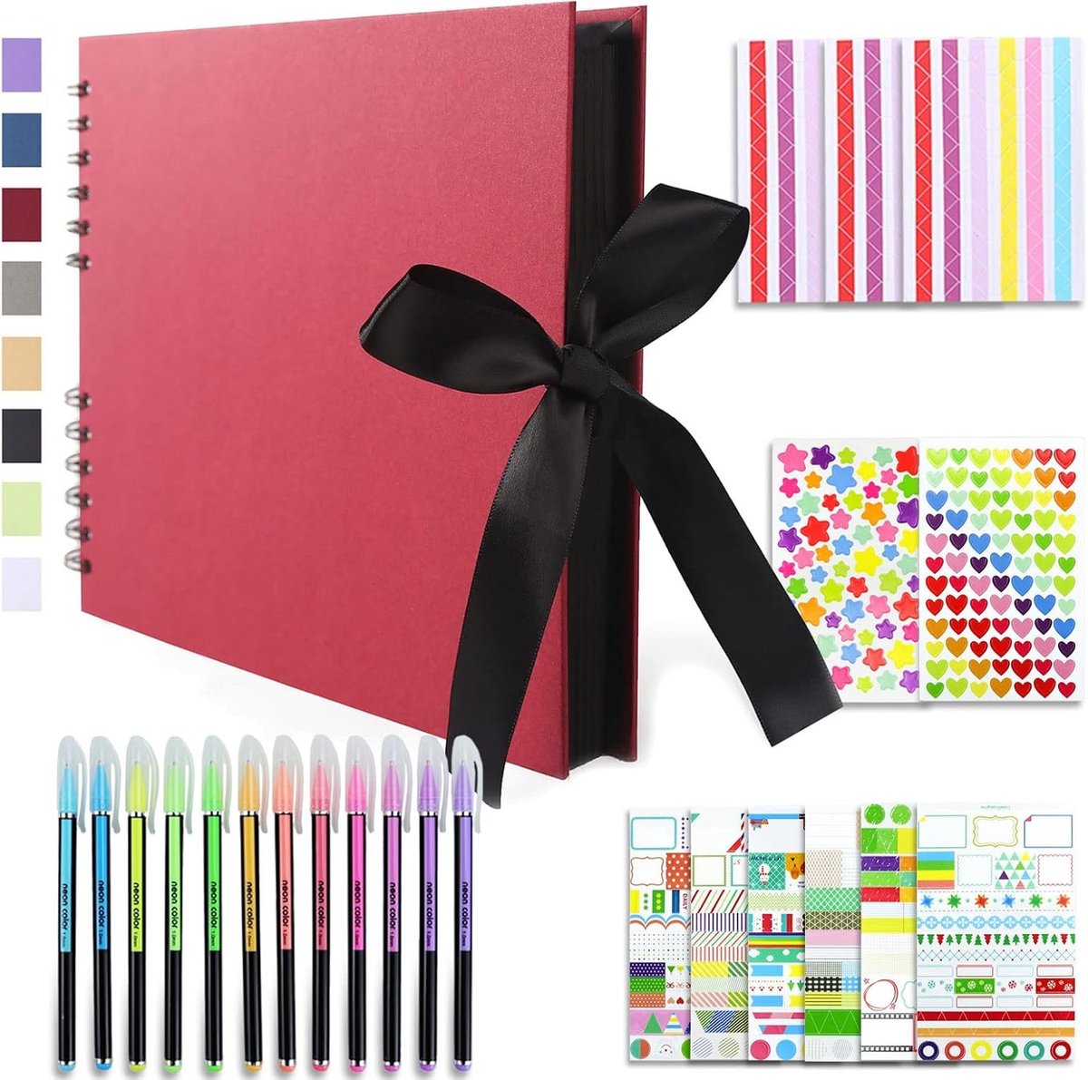Scrapbook Kit voor Foto's 28.5x21cm - DIY Album met 80 Pagina's, Zijden Lint en Creatief Papier voor Verjaardag, Bruiloft en Valentijnsdag