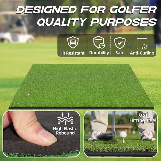 Dikke Kunstgras Golfmat met 6 Tee Posities voor Binnen en Buiten, Ideaal voor Golftraining en Oefeningen — afbeelding 3