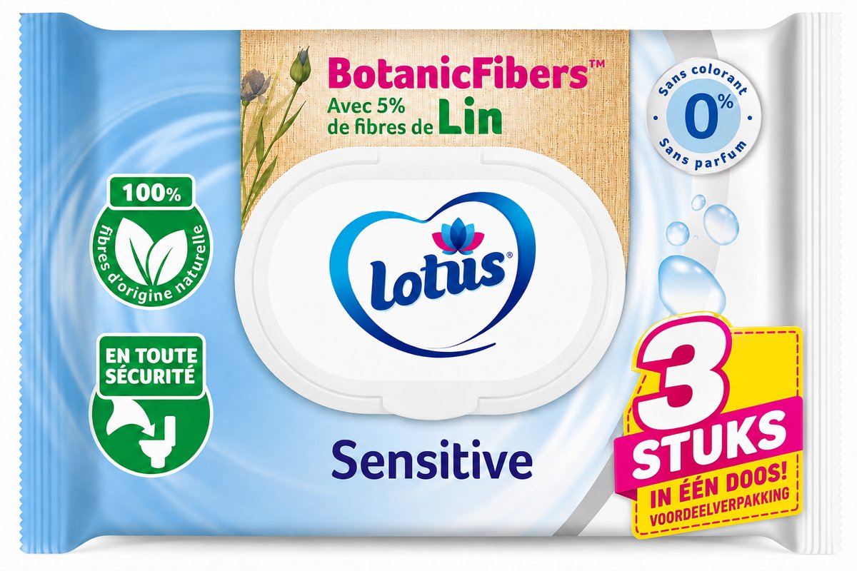 Lotus 3x Sensitive Wet Toilet Paper - Zonder kleur- of geurstoffen - 100% natuurlijke FSC-vezels - 42 stuks