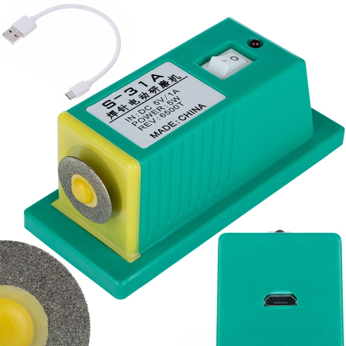 Rosfix Slijper voor Laspunten S-31A - Wolframlegering, Magnetische Houder - 5V USB 5W