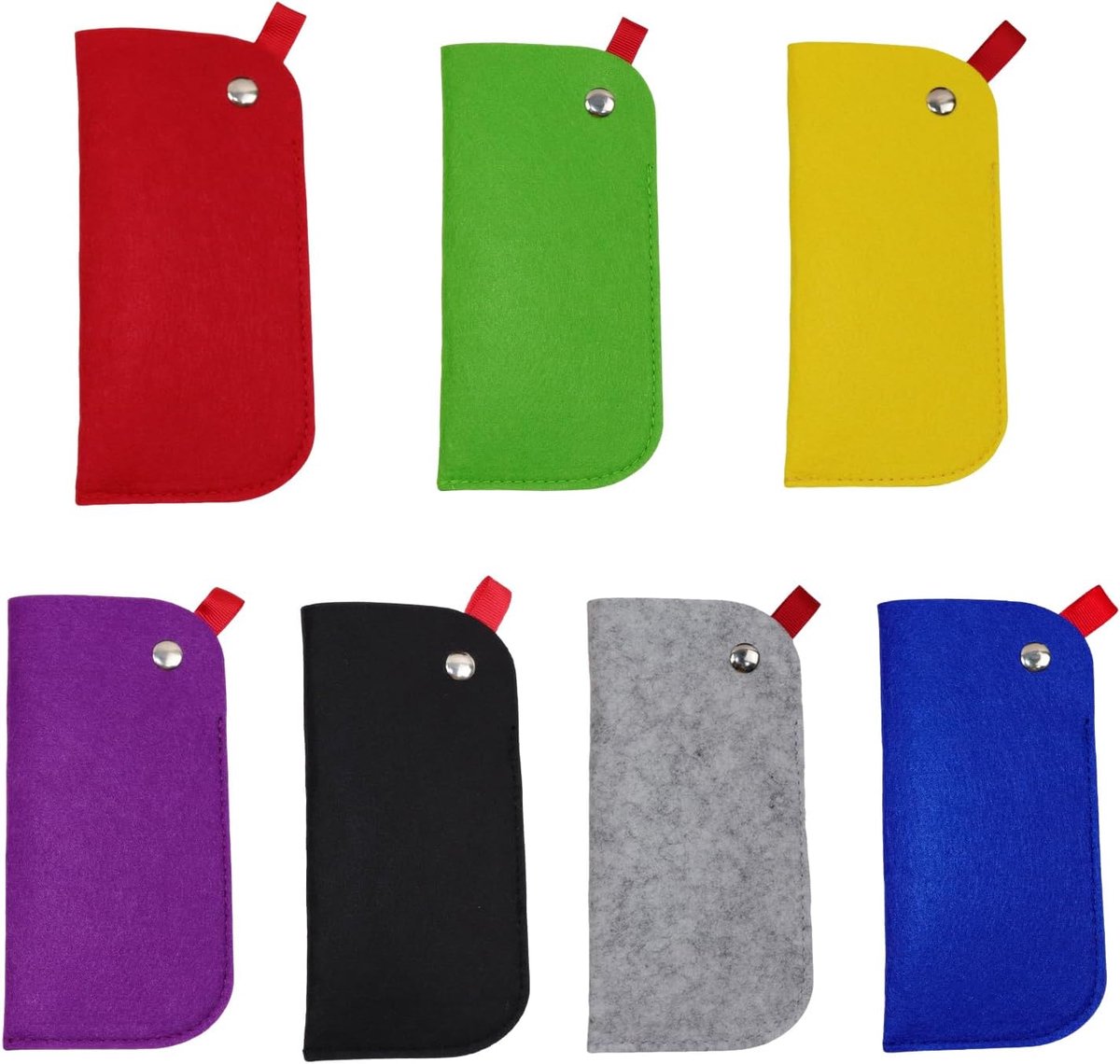 7 stuks vilten glazen zakken, opvouwbare opbergtas, brillenaccessoires, draagbare opbergtas., rood, M