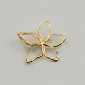 Dames Bloem Broche Goudkleurig – Open Bloem Design Broche van Roestvrij Staal met Speldsluiting 6 x 6 cm