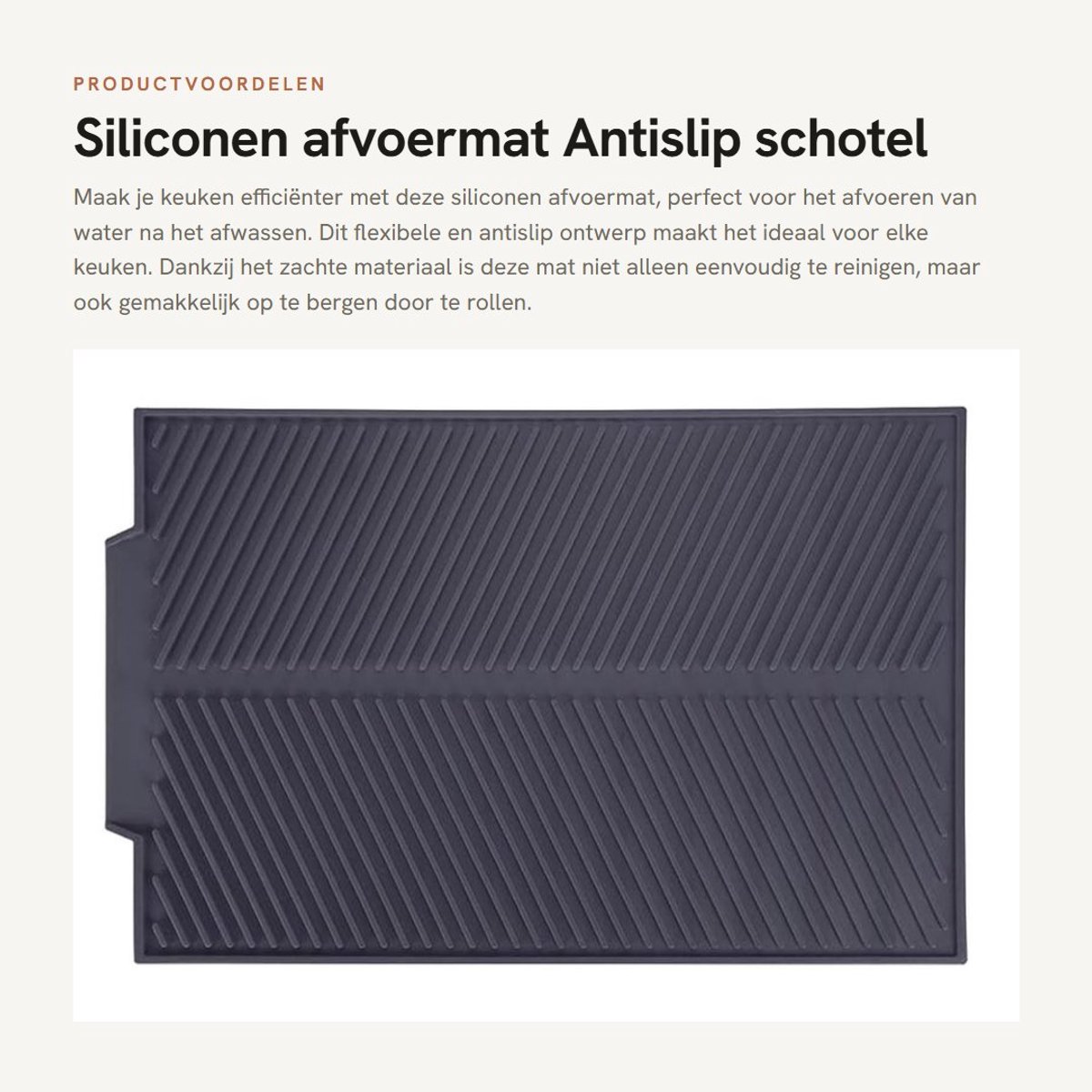 Dailygoods- Afvoermat Antislip - Siliconen Afdruipmat - Flexibel Opbergrek - Hittebestendig - Ruimtebesparend - 44 x 33 cm - Afwasmat