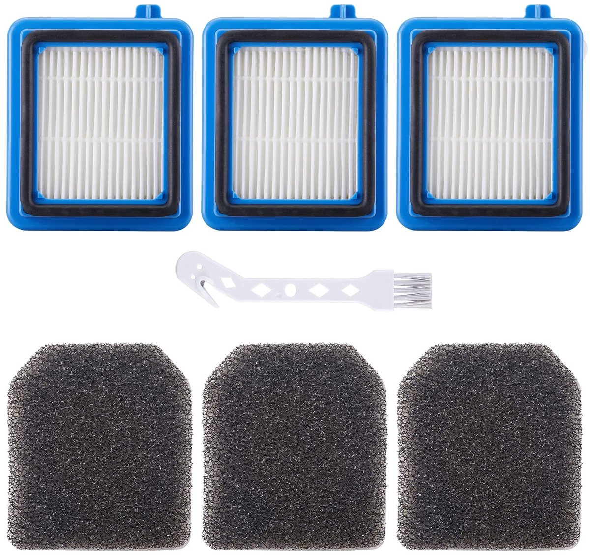 Dailygoods- Filteraccessoireset 7 Stuks - Voormotorfilters/Hygiënefilters - Reinigingsborstel - Compatibel met AEG ASKW1/QX8-2/QX7/QX6 - HEPA-materiaal - Vervangstukken - Stofzuigerfilters